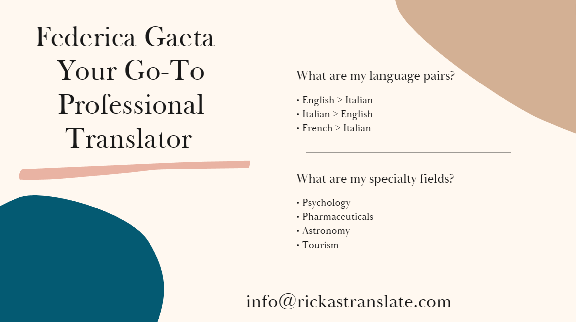 Federica Gaeta: Traduttrice specializzata | Ricka'sTranslate